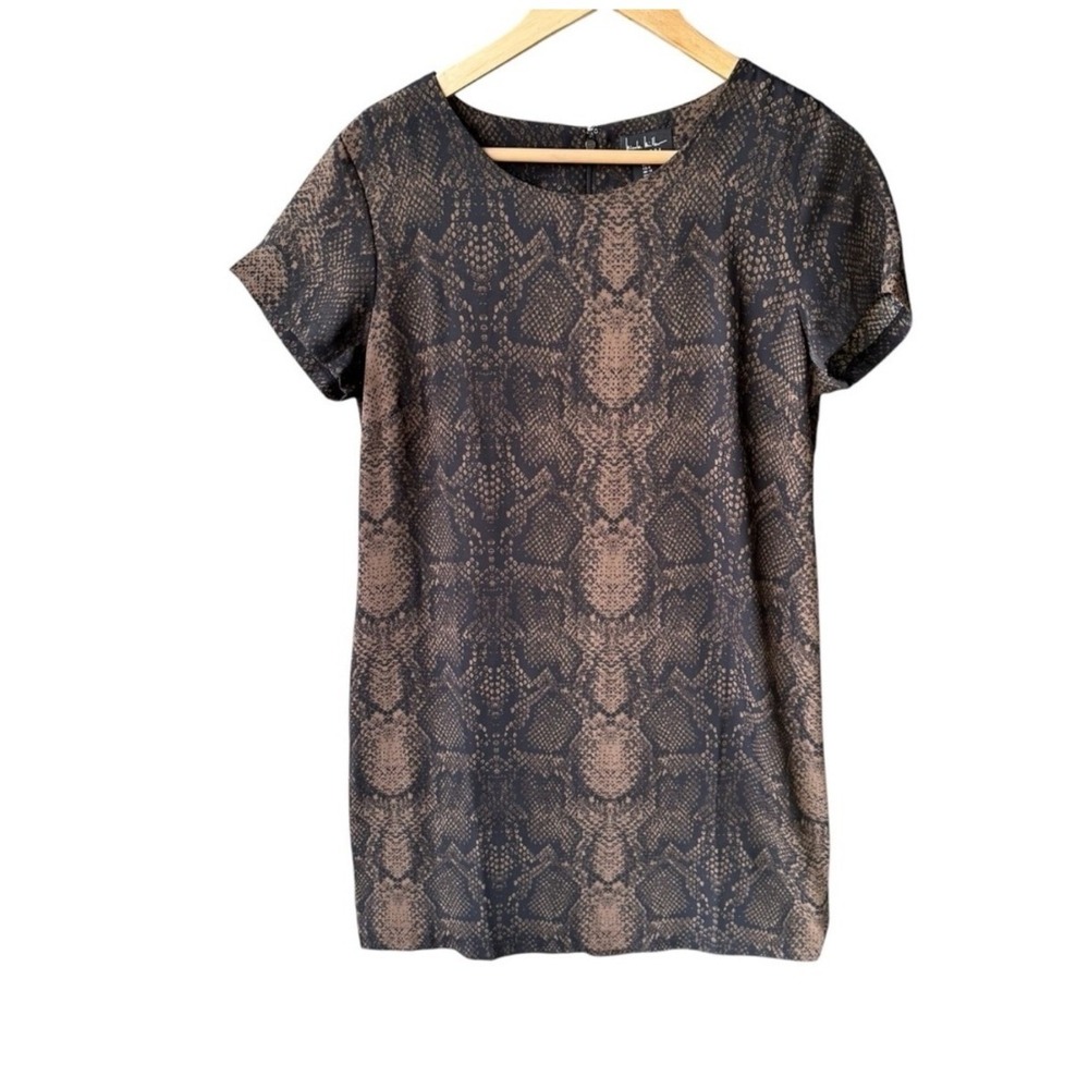 Nicole Miller New York Dress Sheath Snake Print Short Sleeve Business Mob Wife 8